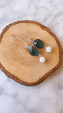 Sapphire + Sterling Silver + White Jade Gemstone Earrings