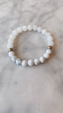 White Jade Gemstone + Howlite + Pyrite Accent Bracelet