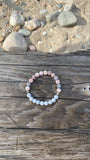 Howlite Gemstone + Pink Zebra Jasper + Pyrite Accent Bracelet