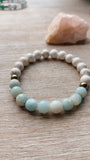 Calm Amazonite Gemstone + Howlite + Pyrite Accent Bracelet