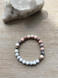 Howlite Gemstone + Pink Zebra Jasper + Pyrite Accent Bracelet