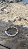 Howlite Gemstone + Pink Zebra Jasper + Pyrite Accent Bracelet