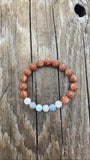 Calm Amazonite Gemstone & Wood Accent Bracelet