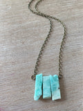 Amazonite Gemstone Trio Necklace + Calm + Peacefulness