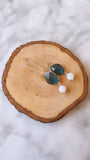 Sapphire + Sterling Silver + White Jade Gemstone Earrings