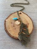 Amazonite Gemstone + Brass Feather + Strength Design