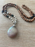 Sandalwood + Druze + Gemstone Necklace
