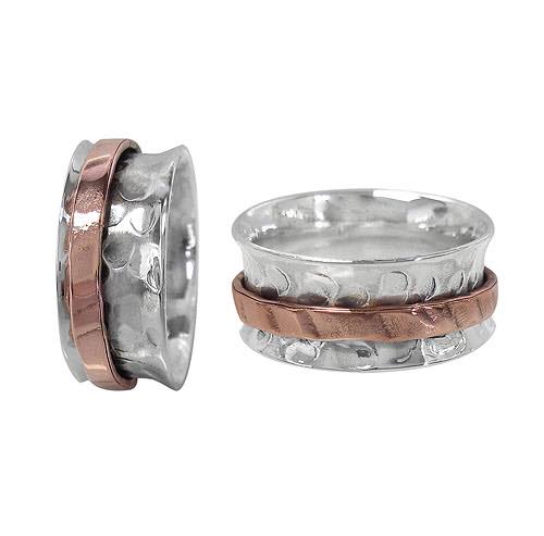 Hammered Sterling Silver + Copper + Meditation Ring
