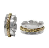 Sterling Silver + Floral + Brass Engraved + Meditation Ring