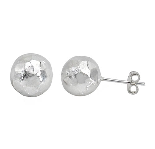 Hammered + Ball Stud + Earrings