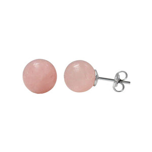 Rose Quartz + Sterling Silver Earrings