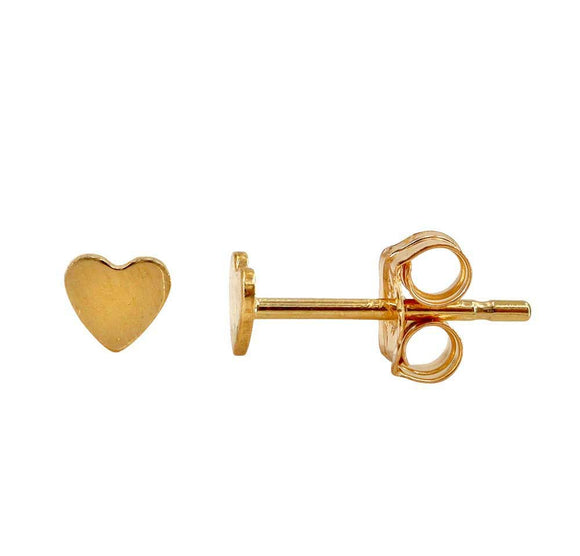 Heart Shaped + Stud + Gold Filled + Tiny Earrings