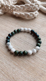 Black Onyx Gemstone + Green Sandalwood + Howlite Bracelet