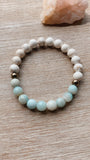 Calm Amazonite Gemstone + Howlite + Pyrite Accent Bracelet