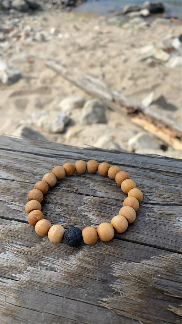 Lava Rock & Sandalwood Men's Bracelet