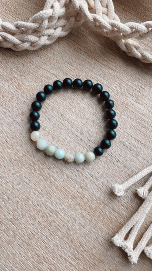 Amazonite Gemstone + Black Onyx Bracelet