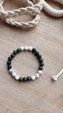 Black Onyx Gemstone + Green Sandalwood + Howlite Bracelet