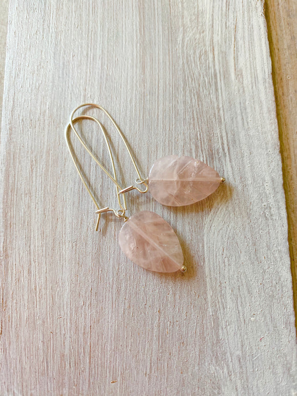 Rose Quartz + Sterling Silver Earrings