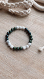 Black Onyx Gemstone + Green Sandalwood + Howlite Bracelet