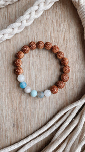 Calm Amazonite Gemstone & Wood Accent Bracelet