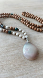 Sandalwood + Druze + Gemstone Necklace
