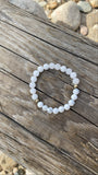 White Jade Gemstone + Howlite + Pyrite Accent Bracelet