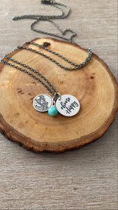 Choose Happy + Mountain Range + Gemstone Charm Necklace