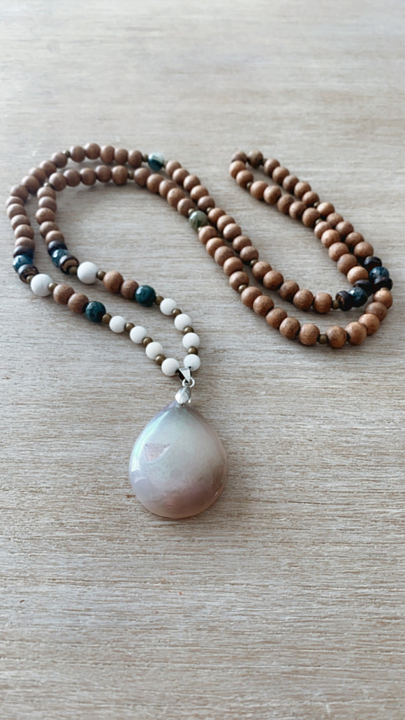Sandalwood + Druze + Gemstone Necklace