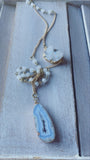 Quartz Druze + Blue Quartz Druze + Long Chain Necklace Design