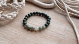 Green Agate Gemstone + Green Sandalwood Bracelet