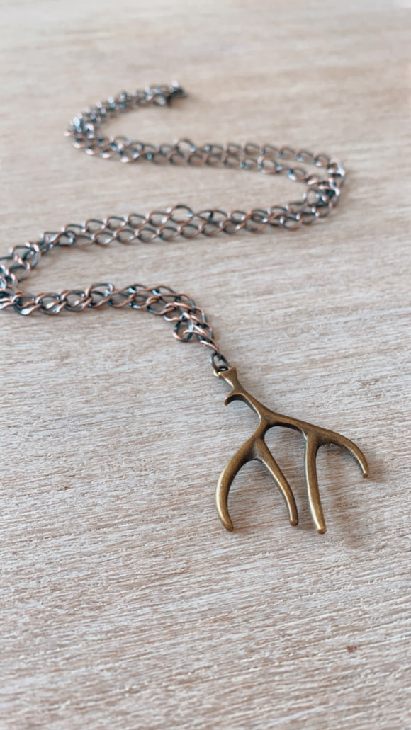 Antler Necklace + Brass + Nature Necklace