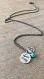 Choose Happy + Mountain Range + Gemstone Charm Necklace